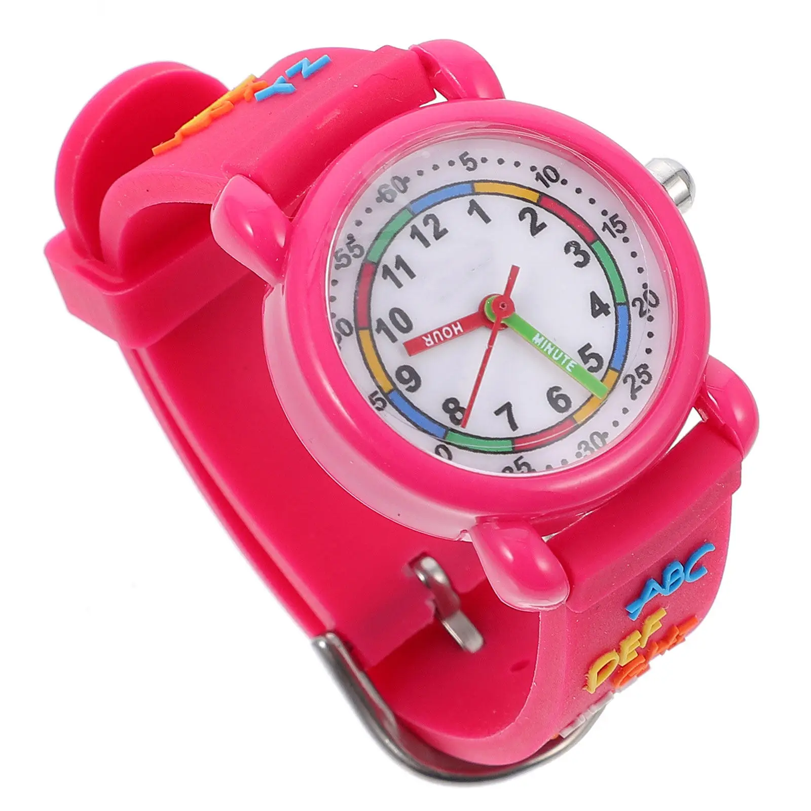 

1 шт. Детские часы для девочек в мультяшном стиле, 3D, водонепроницаемые, с красочным дизайном и английскими буквами, для обучения времени, подарок для детей