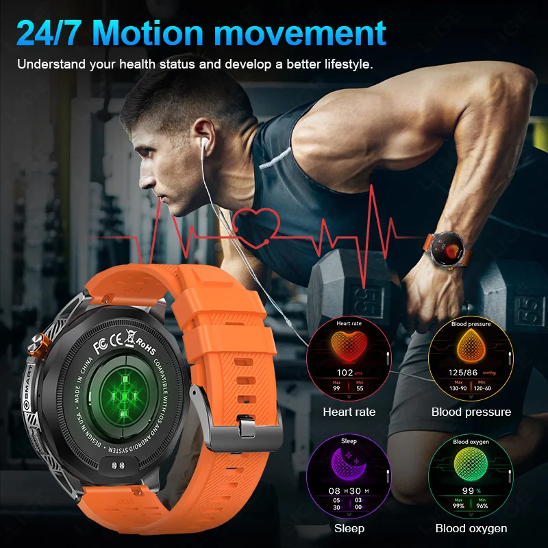 2025New For XIAOMI 730mAh Outdoor Smart Watch 466*466 AMOLED Screen Heart Rate Bluetooth Call 3ATM Waterproof Man Smart Bracelet