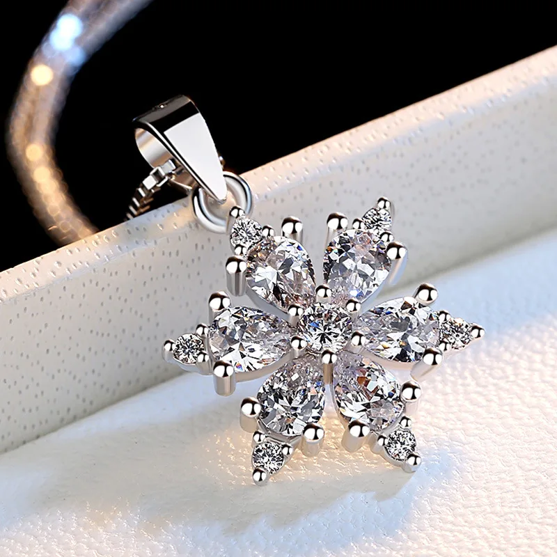 925 Sterling Silber Halskette Zircom für Damen 18k Vergoldeter Schmuck Anhänger Geburtstagsparty Geschenk Schmuckgeschenk