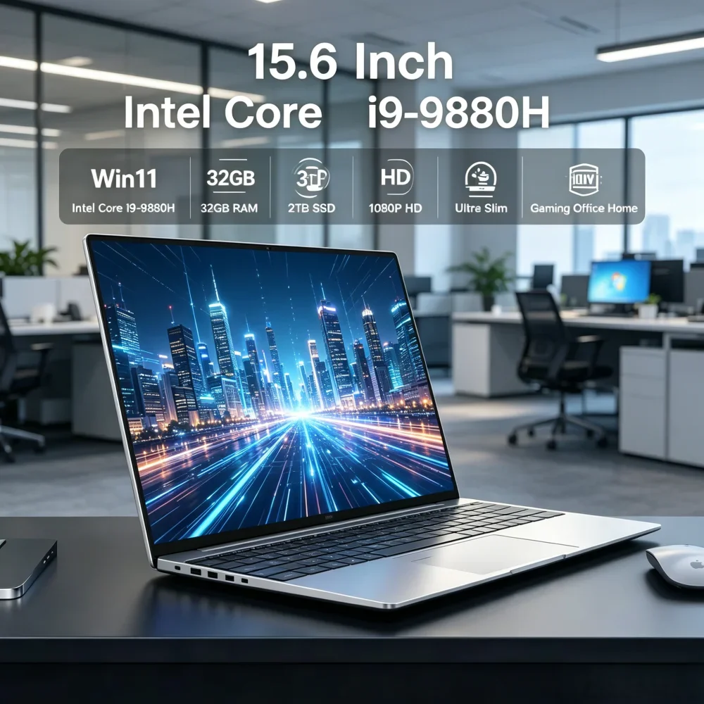 

New 15.6" Ultra Slim Laptop Intel Core i9-9880H Win11 32GB RAM 2TB SSD 1080P HD Home Office Gaming Notebook