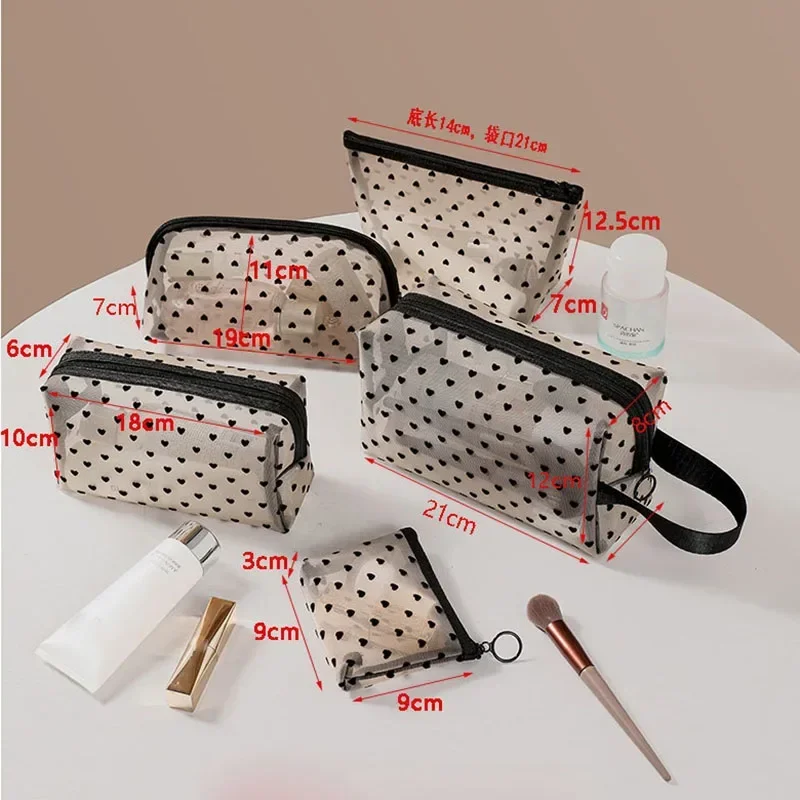 1PCS Women Mesh Makeup Bags Pouch Travel Organizer Handbags Zipper Cosmetic Pouch Bathing Toilet Bags Storage Pouch Case