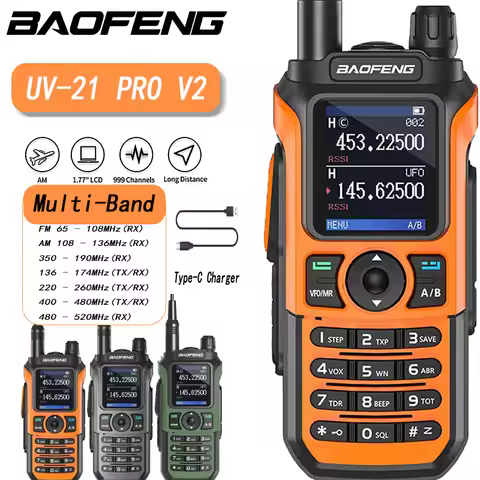 Baofeng UV-21 Pro V2 Air Band Walkie Talkie Wireless Copy Frequency AM Type-C Long Range Upgrade UV-5R Ham Radio