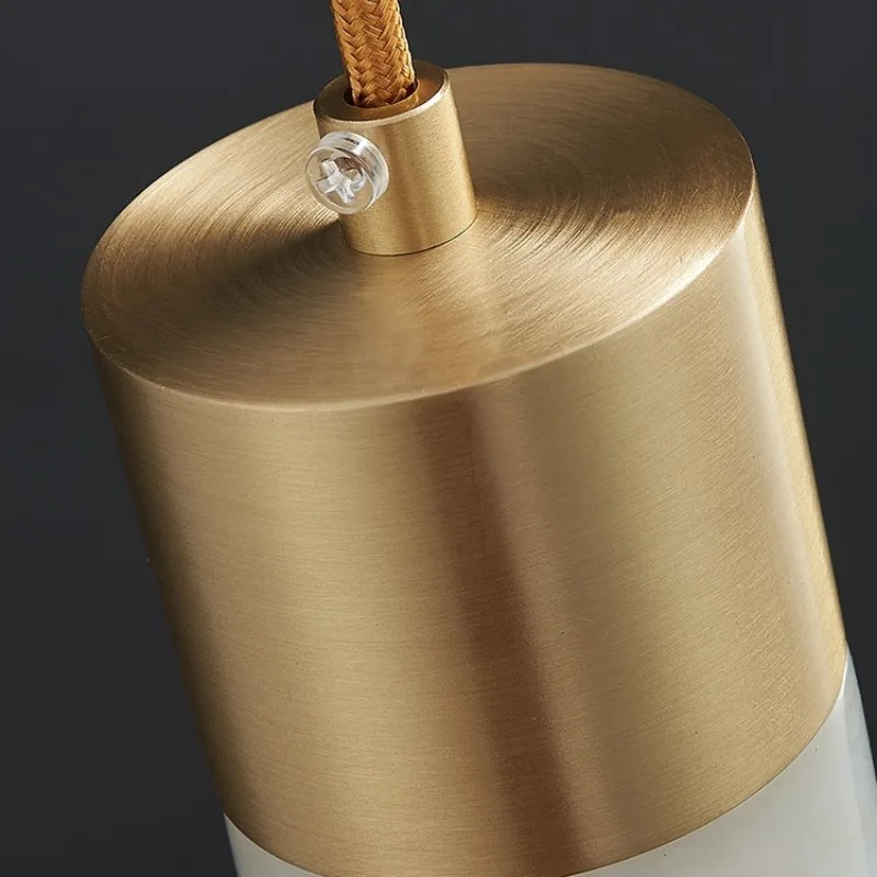 الحديثة النحاس ضوء الفاخرة قلادة مصباح الرخام السرير غرفة نوم فندق غرفة الطعام المطبخ حجر المدخل شنقا ديكور المنزل #5