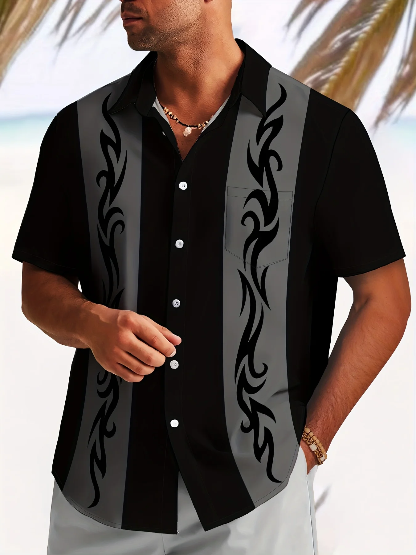 

The new men's short-sleeved shirt for summer 2025 is breathable lightweight casual and fashionable with 3D printing