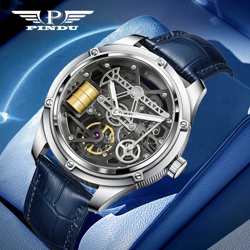 

2025 PINDU New Top Luxo Mechanical Watch Men Miyota 8215 Movement Oil Well Hollow Design Sapphire Mirror 100m Waterproof Watch
