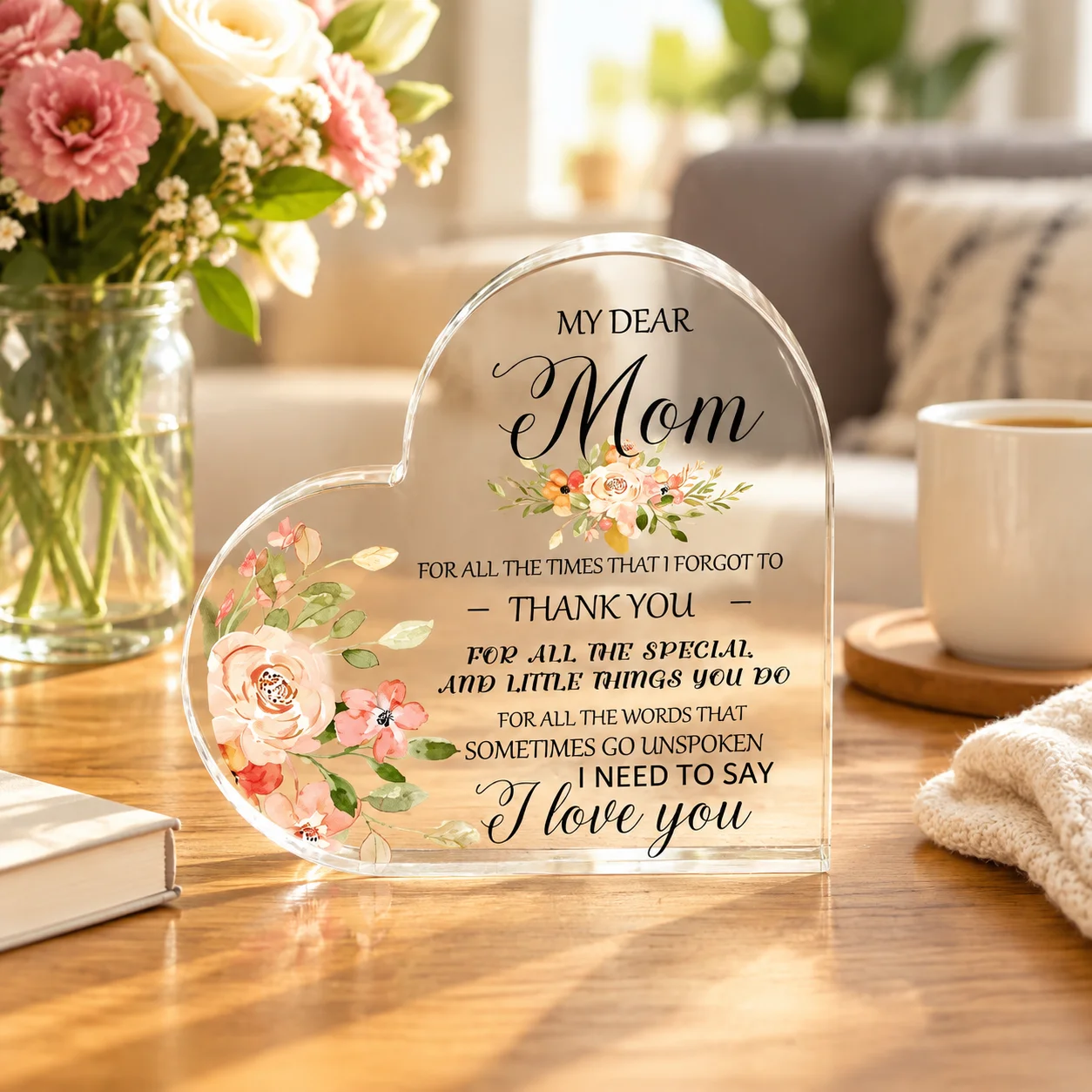 Mother Thank You Gift from Daughter My Dear Mom Sign for Women heart-shapedA Keepsake with Aprreciation  for Mother Mommy