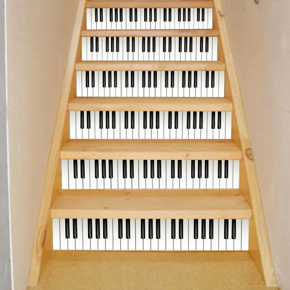 

2Pcs Piano Keys Stair Stickers Waterproof PVC Durable Removable Staircase Sticker for Home Bar Funny Decoration