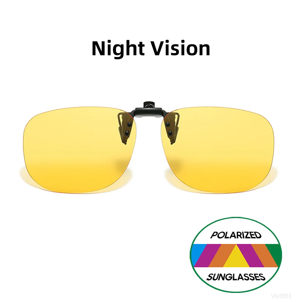 VIVIBEE Flip Up Clip On Sonnenbrille Polarisierte Herren Quadratisch UV400 Photochrome Nachtsicht Damen Klassische Spiegelklammern – Detail 11