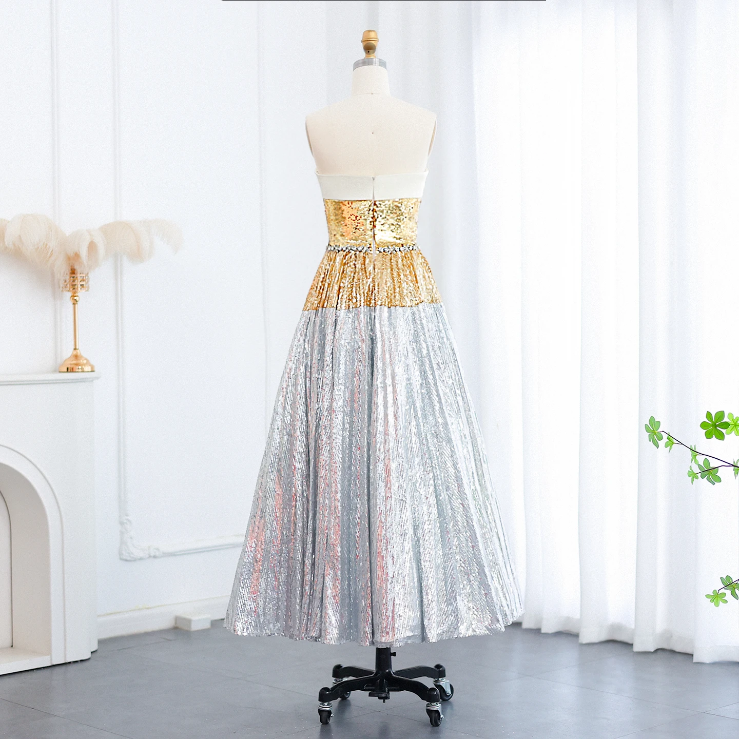 Sharon Said Gold and Silver Strapless Evening Dresses with A-Line for Women Wedding Party Gown SS200 Customized فساتين سهرة image 6