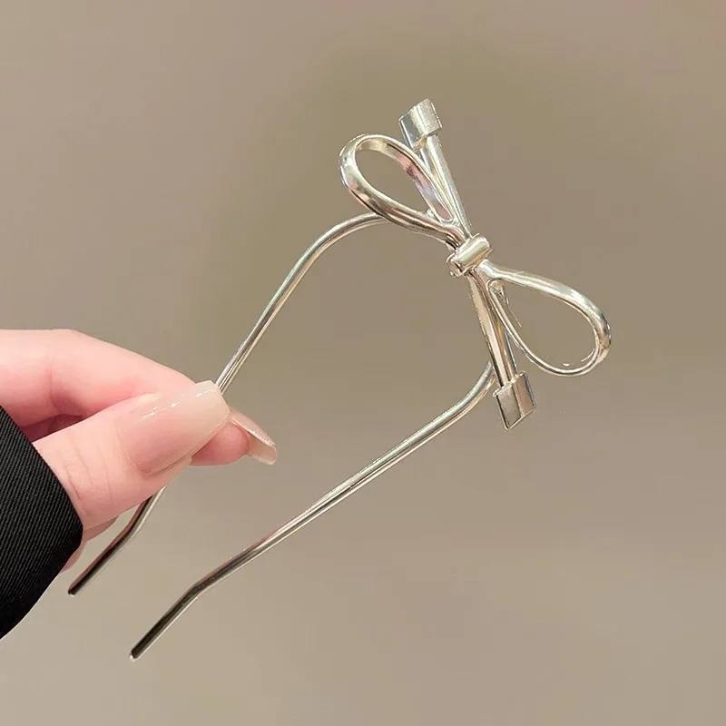Minimalist Metal Style Bow Hairpin With High-end Hairstyle Embellishment Workplace Styling Art Exhibition Temperament Item image 4