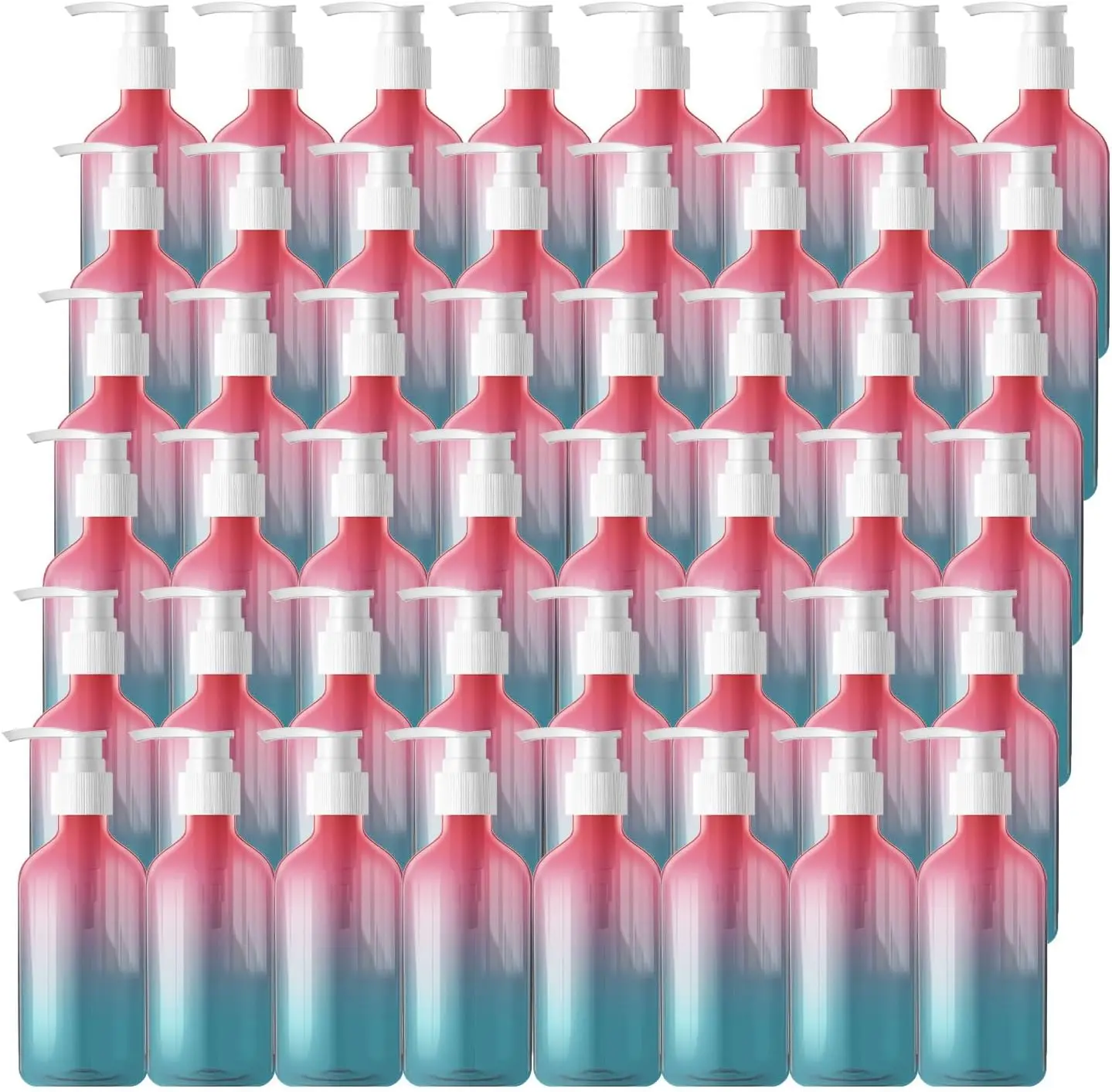48-Piece Clear Gradient Pump Bottles, 8.4 oz Refillable Dispensers for Travel Lotion, Shampoo, Soap, Oil, Cream