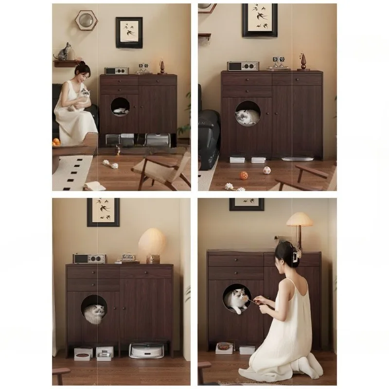 Integrated storage cabinet Solid wood balcony cabinet Locker Cat nest side cabinet Locker