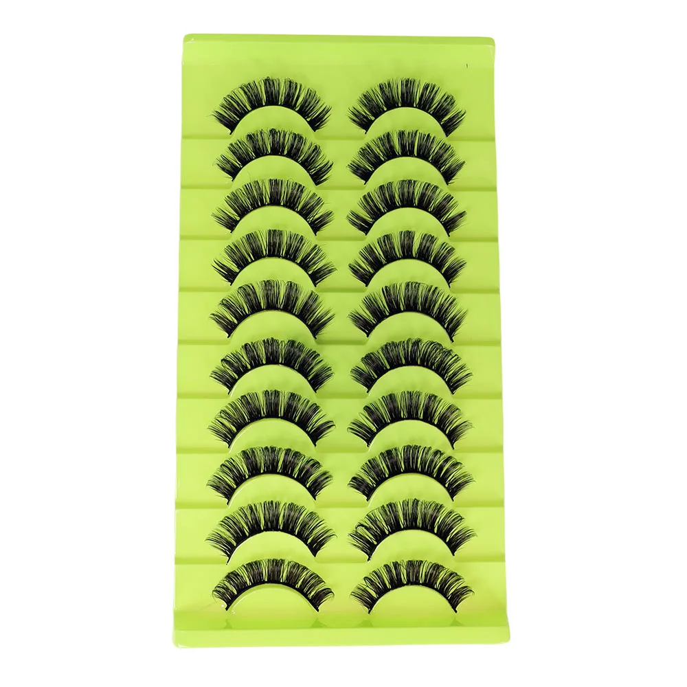 10 أزواج من أدوات تجعيد الرموش الصناعية الروسية، شعر كثيف ثلاثي الأبعاد