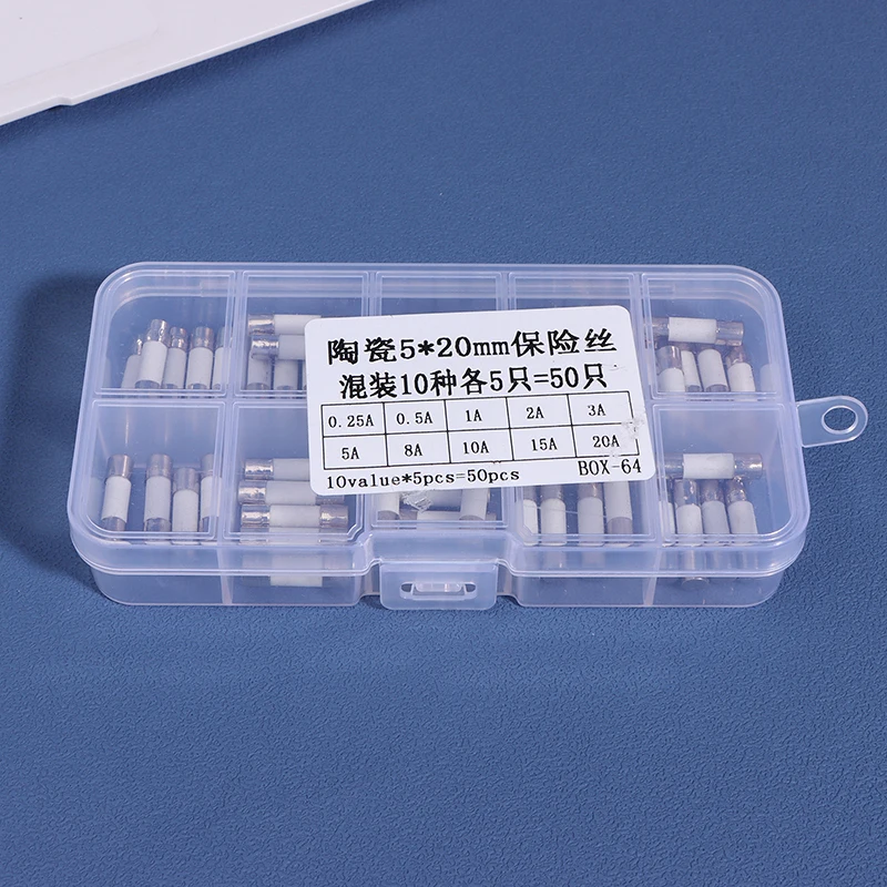 

100Pcs Ceramic Fuse Cartridge 5MM X 20MM Slow Blow T 0.25A 0.5A 1A 2A 3A 5A 8A 10A 15A 20A 250V Ceramic Fuse