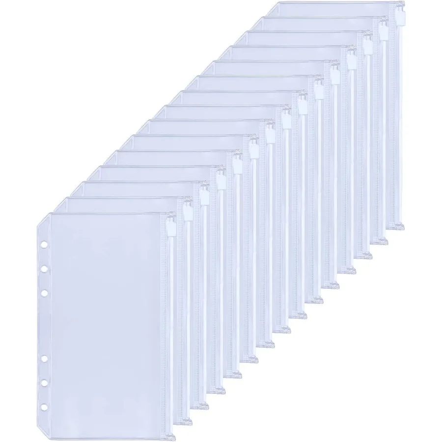 

15 шт. карманы для папок формата А6, бюджетные конверты с 6 отверстиями, вставки для планировщиков для A6, 6 колец, конверты для наличных денег, конверты для составления бюджета, прозрачные P