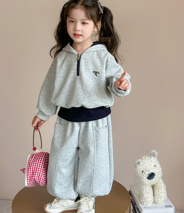 

New Baby Girls Fall Fashion Cotton Sports Sets, Top + Pants Princess Casual Suits 2-7 T