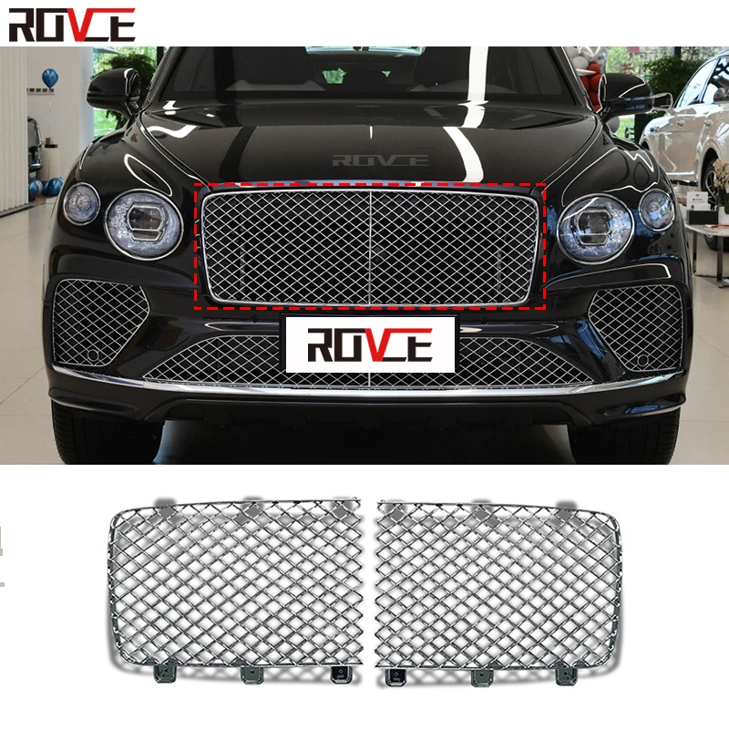 ROVCE Front Bumper Radiator Grille For Bentley Bentayga 2021-2022 Racing Grill Upper Hood Styling 36A853683F LH 36A853684E RH