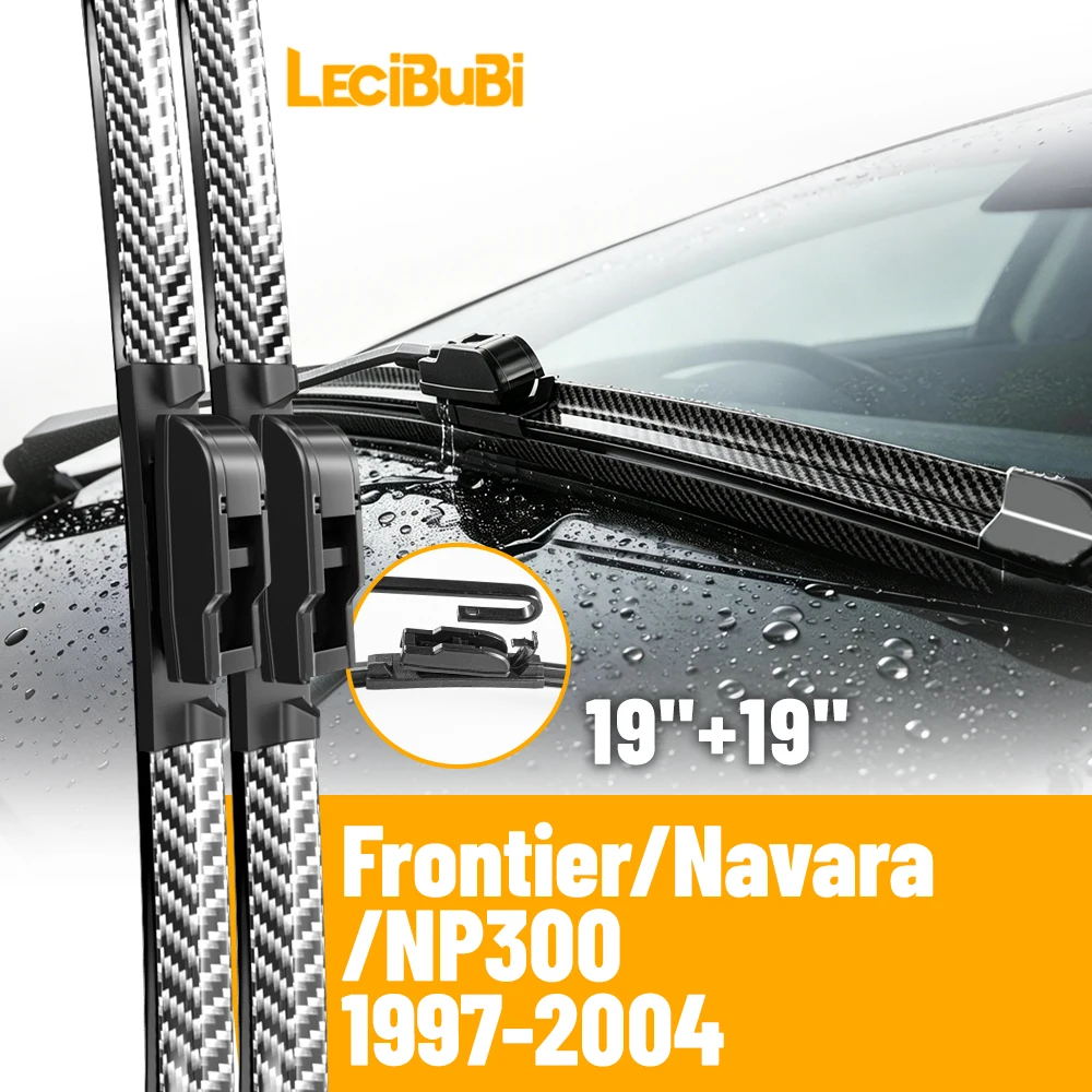 2x Palhetas de Limpador de Para-brisa Dianteiro para Nissan Frontier Navara NP300, Escovas de Borracha de Fibra de Carbono, Acessórios Automotivos 19"+19"