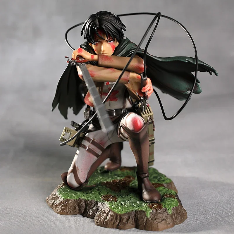 Lover Attack on Titan16cm Levi Battle Squatting PVC Action Figure Levi Ackerman Eren Mikasa Fighting Collect Model Toy