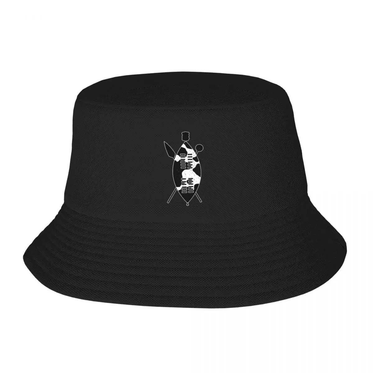 Zulu Shield Cow Hide Spear Knobkerrie South Africa Bucket Hat Hood Hat Man For The Sun Mountaineering Custom Cap Women's Men's