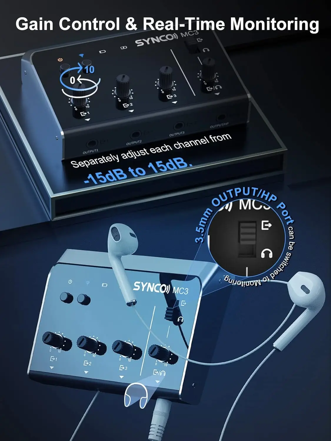 

SYNCO Audio Mixer 4-Channel Portable Stereo Line Mixer for Microphones Smartphones Tablets Mini Earphone Splitter