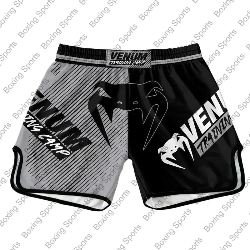 Shorts de treino de boxe para homens, calças esportivas sanda, shorts de competição, estiramento, muay thai