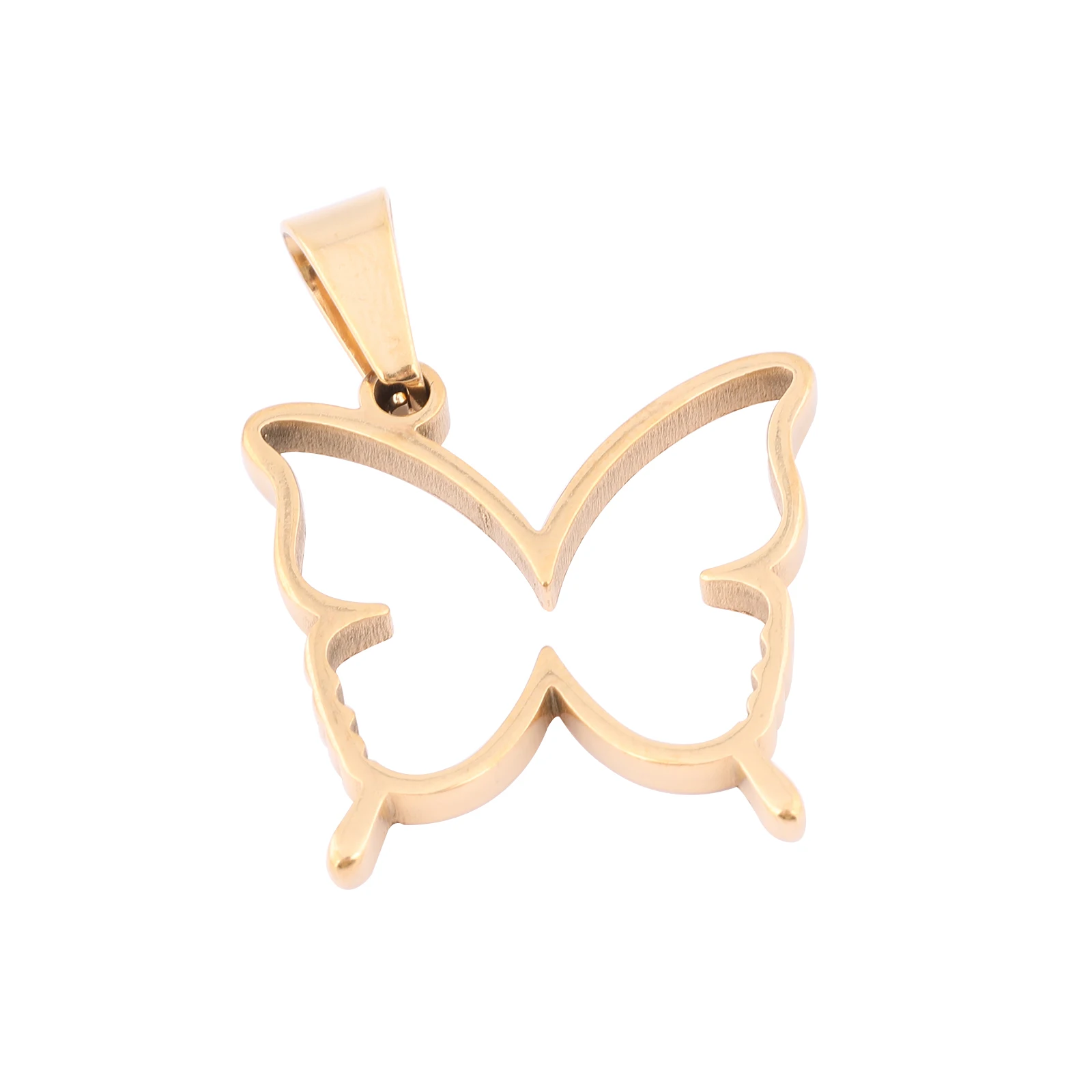 

10pcs Stainless Steel Gold Plated Butterfly Open Bezel Charms Diy Pendant Frame Setting Blanks For Resin Necklace Jewelry Making