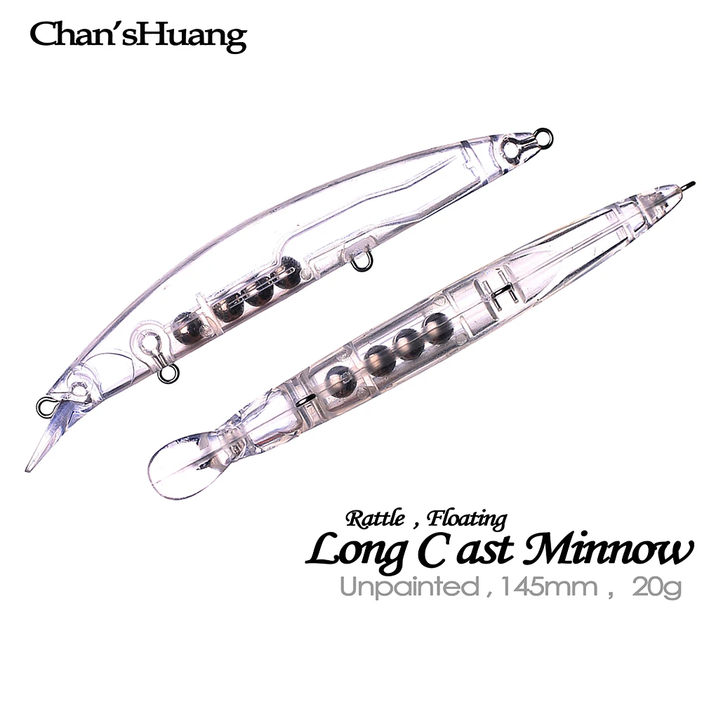 

Chan’sHuang 20PCS Unpainted Blanks Fishing Lure 14.5cm 20g Floating Rattles Long Cast Minnow DIY Handmade Artificial Bait