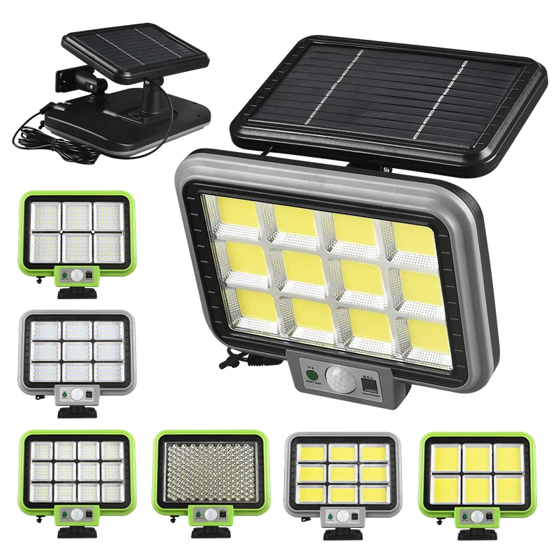 Solar Motion Sensor Light Outdoor 3 Working Mode Wired Lamp Adjustable Solar Panel Security Flood Lights for Yard Garage Garden