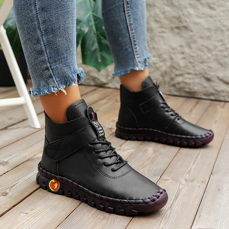 Handmade Soft Soled Women Shoes 2023 New Plush and Warm Snow Boots Female Short Flat With Boots Over Size Boots for Women