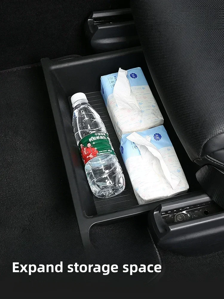 Under Seat Storage Box ABS Car Seat Drawer Double Layer Organizer Storage Tray For Tesla Model X 2023 Auto Interiror Accessories