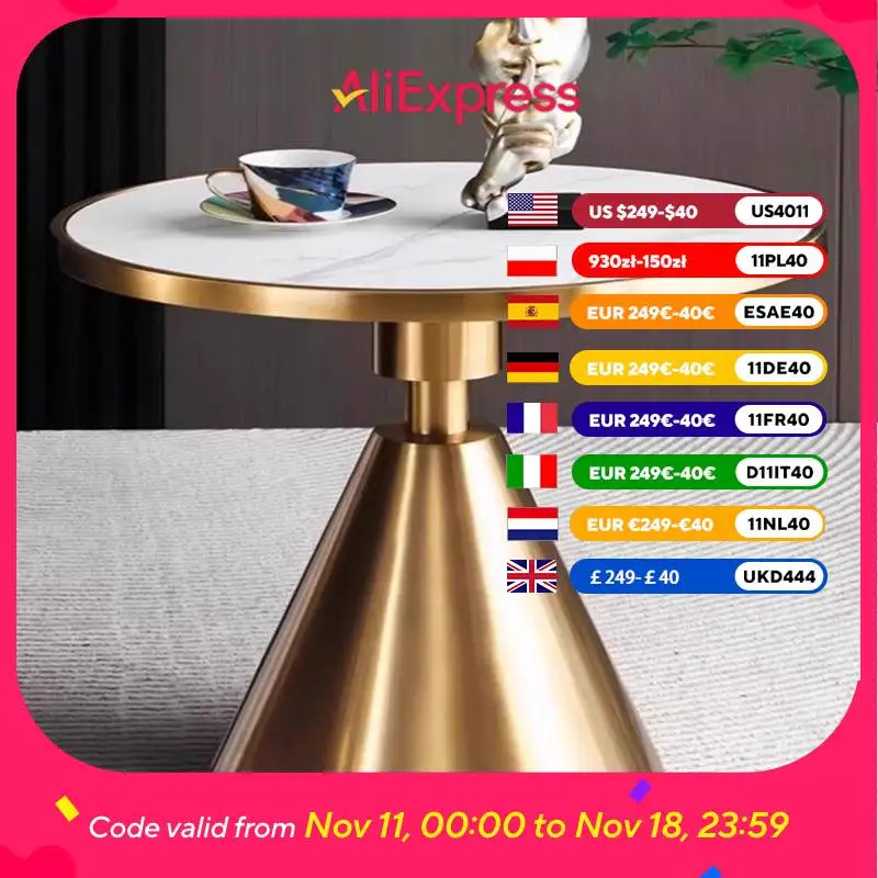 

European Style Gold Coffee Tables Round Decoration Apartment Floor Coffee Tables Living Room Tavolino Salotto Furniture Home