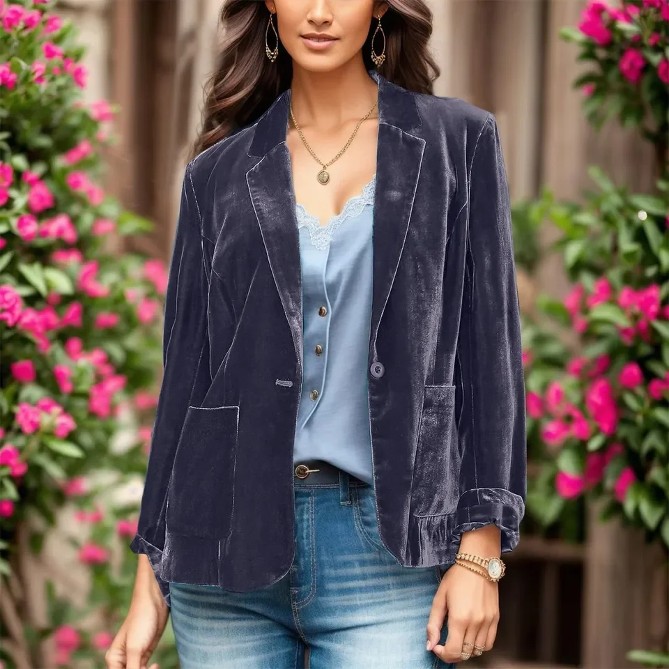 

Ladies Gold Velvet Warm Single Breasted Long Sleeve Lapel Winter Clothes For Plus Size Outerwears куртка женская