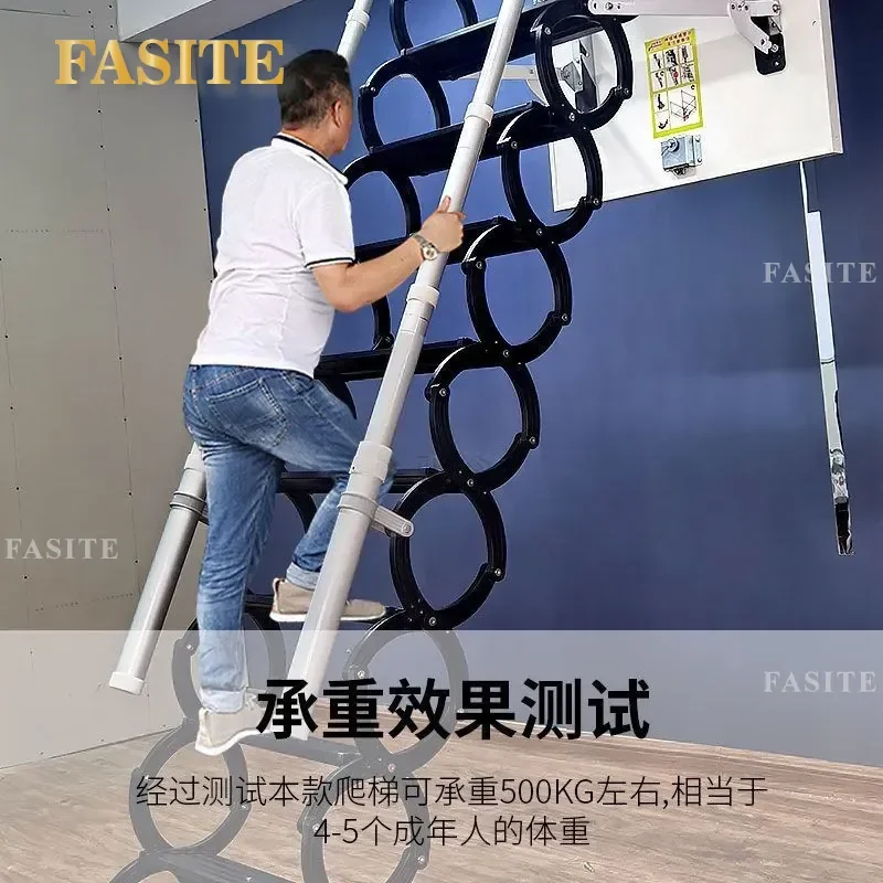 For Retractable Folding Stairs Wall Mounted Loft Indoor Outdoor Invisible Space Saving Heavy Duty Villa Duplex Access Ladder