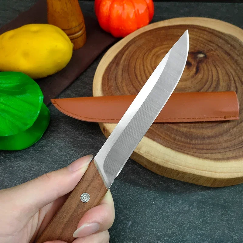 Hand Forge Boning Butcher Knife BBQ Slicing Steak Fish Fruit Knife Chef Cleaver Meat Utility Knife Wooden Handle Kitchen Knives