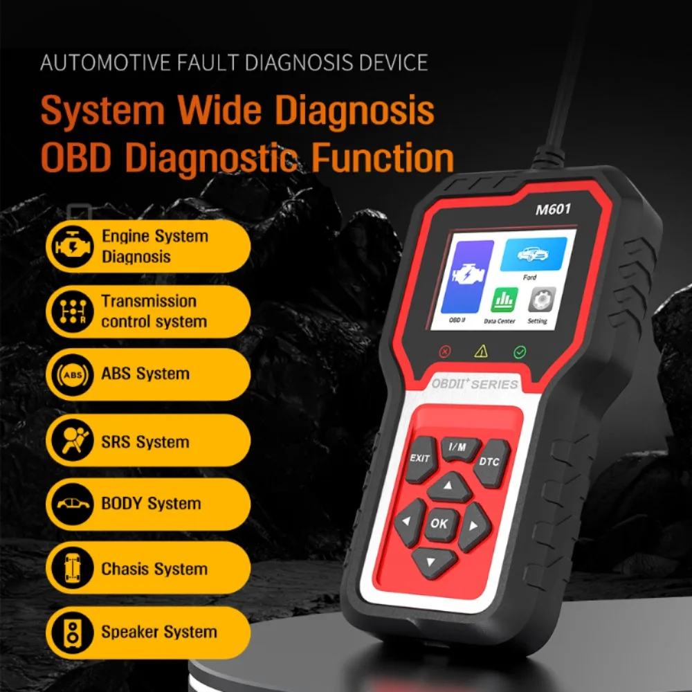 M601D/Max Full System OBD diagnostic tool Real Time Data Reading- USB Powered Function Handheld Scanner Engine Fault Detection