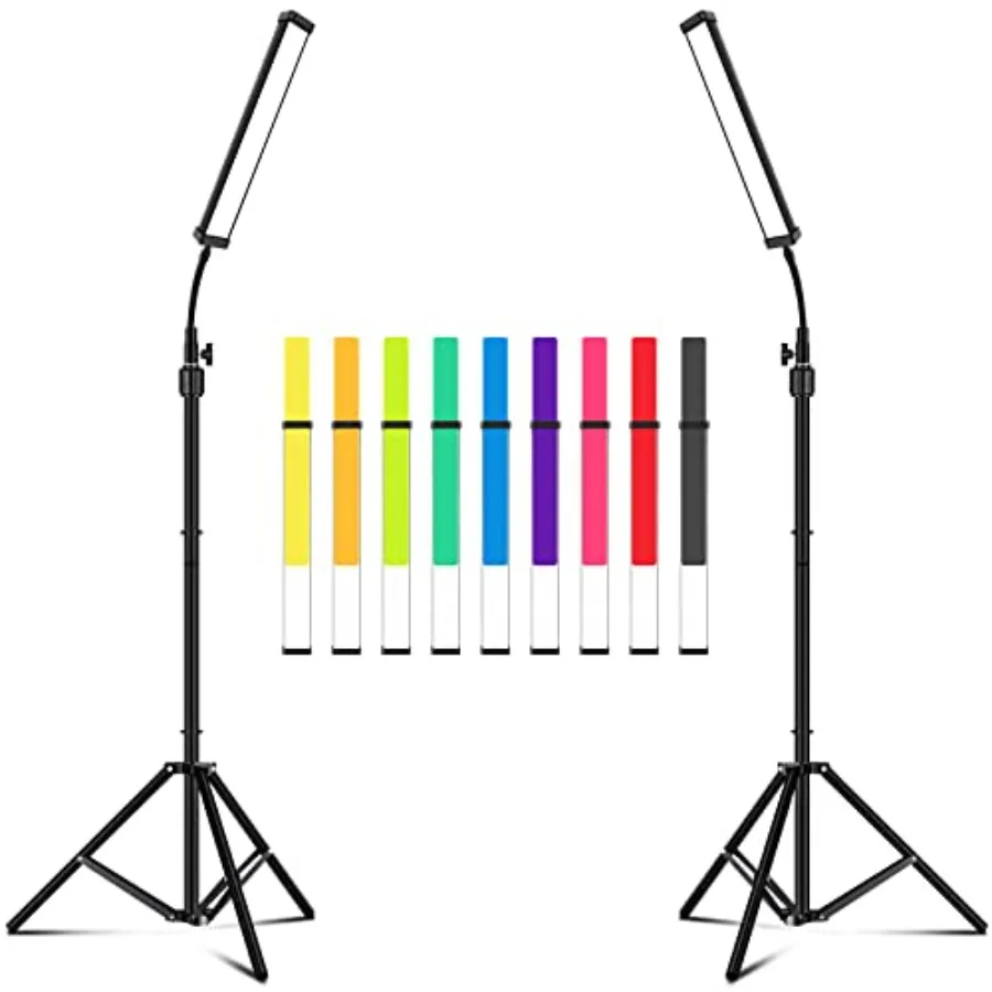 

【New model】Led Video Lighting Kit with Wand Stick - Photography Studio LightAdjustable Tripod Stand Vallkay 9 Color Filters 560