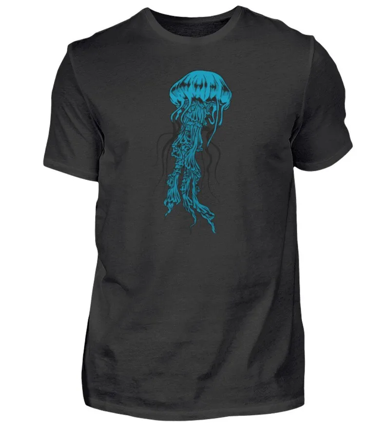 T-Shirt Men Jellyfish Nature Tshirt Sea Animals Ocean Graphic Shirt Man Sea Motif