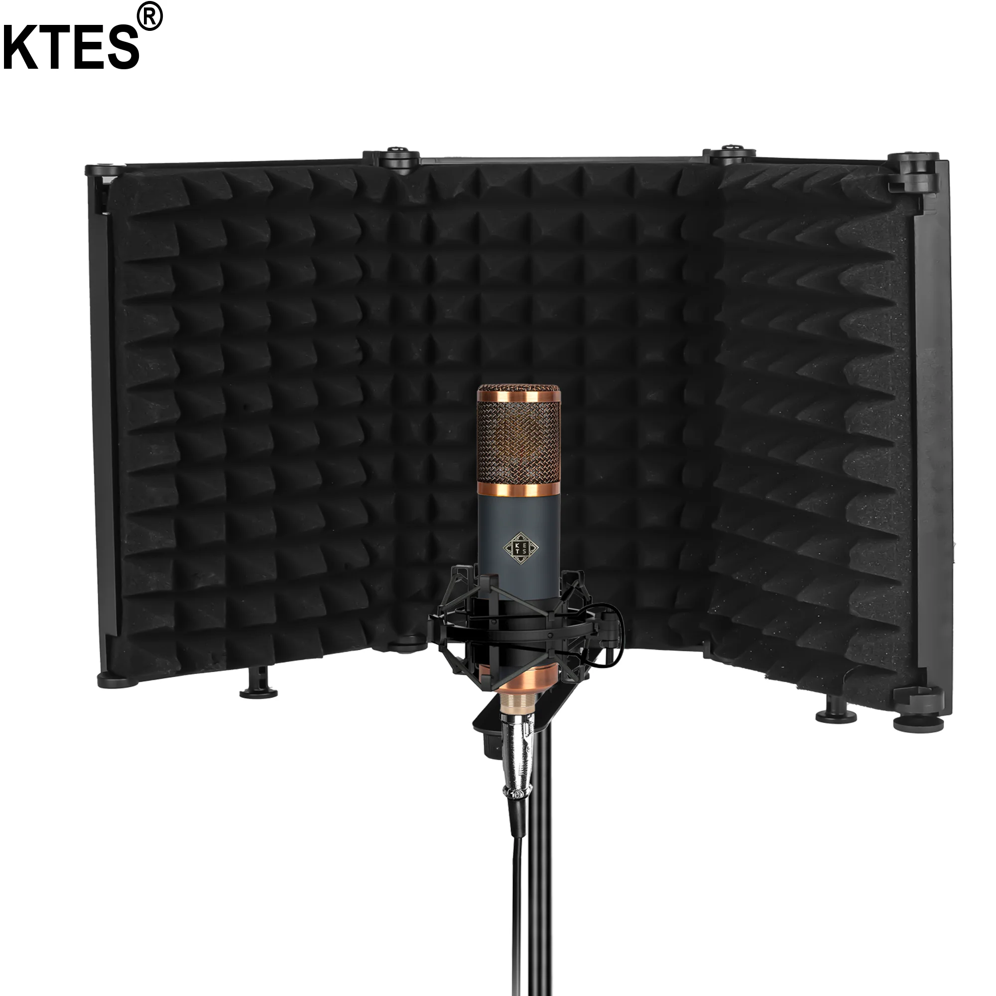 3-Panel Microphone Isolation Shield, Acoustic Reflection Filter for Studio Recording, Fits All Condenser Mics