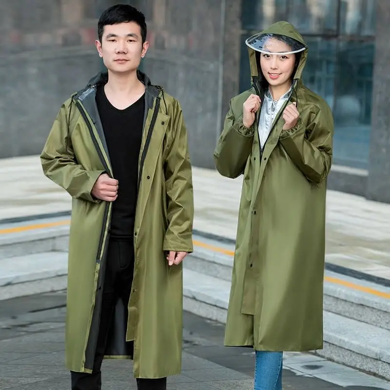 

Twill Canvas Raincoat Security Labor Protection Long Raincoat Thickened One Piece Hiking Oxford Cloth Men's and Women's Raincoat