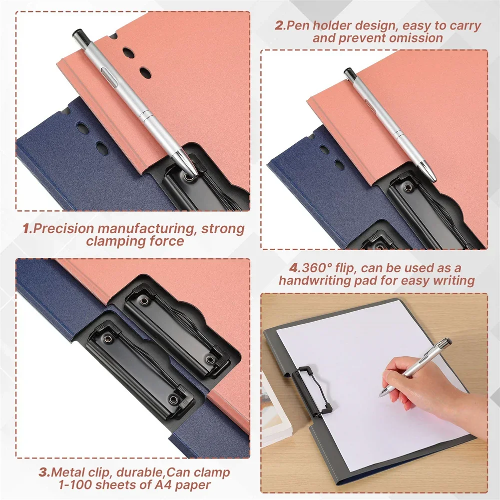 Clipboard Folio A4 File Folder Waterproof Foldable Clipboard Business Project Folder Job Interviews Writing Pad Memo Clip Board