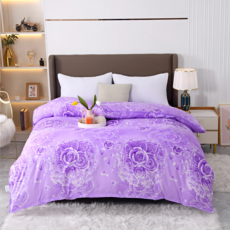 

1PC Lavender Rose Print Duvet Cover, 3D Floral Pattern Bedding for Romantic Elegant Bedroom Decor