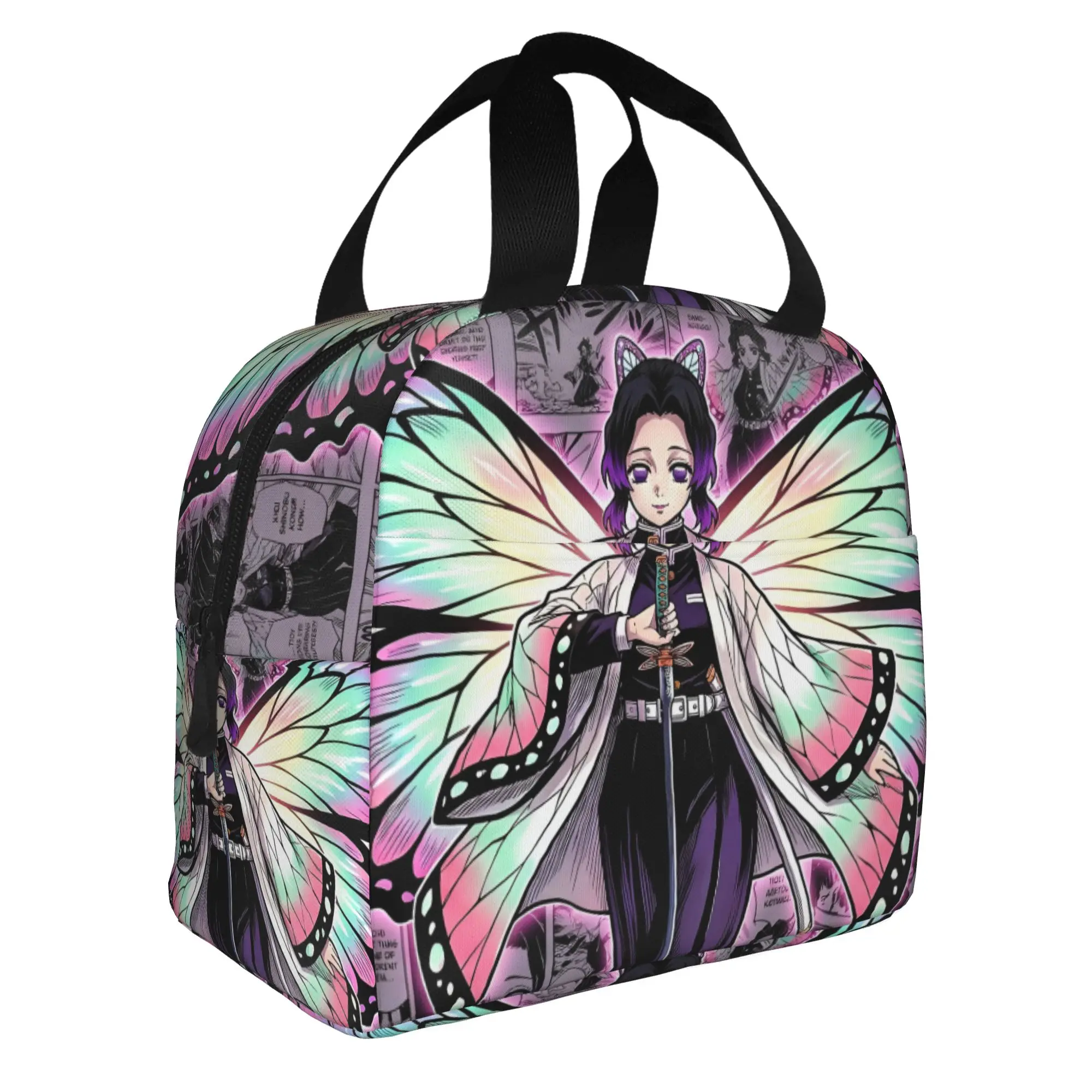Custom D-Demons Slayers Insulated Lunch Bag for Women Leakproof Kimetsus No Yaibas Thermal Cooler Lunch Box Office Work School view 2