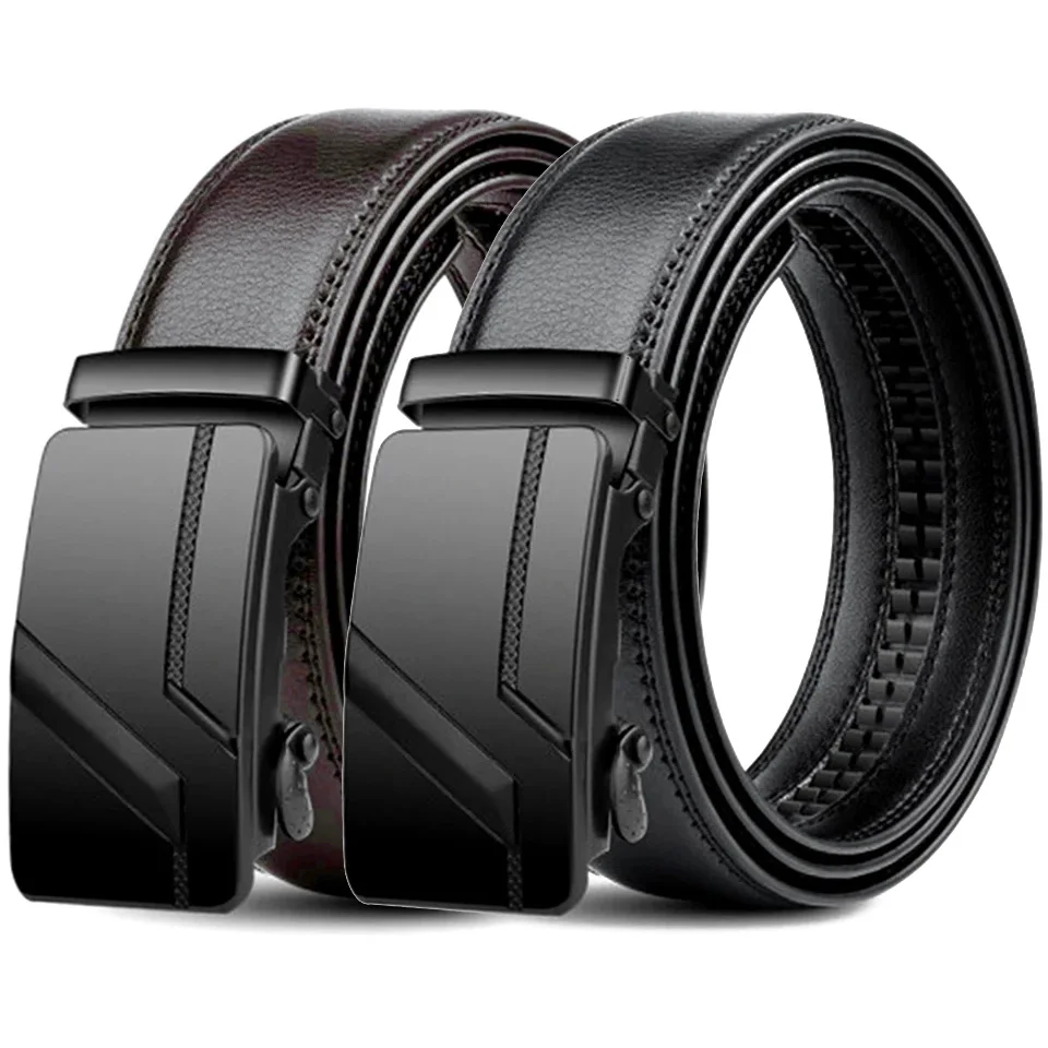 105 - 130 140 150 160 170 سنتيمتر كبير حجم كبير حزام رجالي ماركة الموضة 3.5 سنتيمتر التلقائي بسيط مشبك أسود/القهوة بولي حزام حزام جلد #1