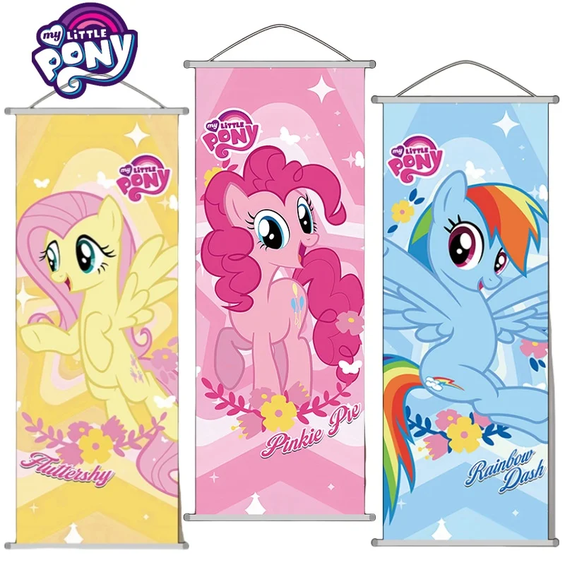 New MINISO My Little Pony Poster Twilight Sparkle 2D Home Decoration Pinkamena Fabric Scroll Decoration Children's Room 25*70cm