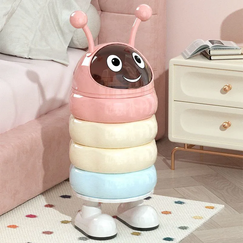 

Household Caterpillar Trash Bin With High Appearance And Cover Living Room Bedroom Large Capacity Creative Cartoon Paper Basket