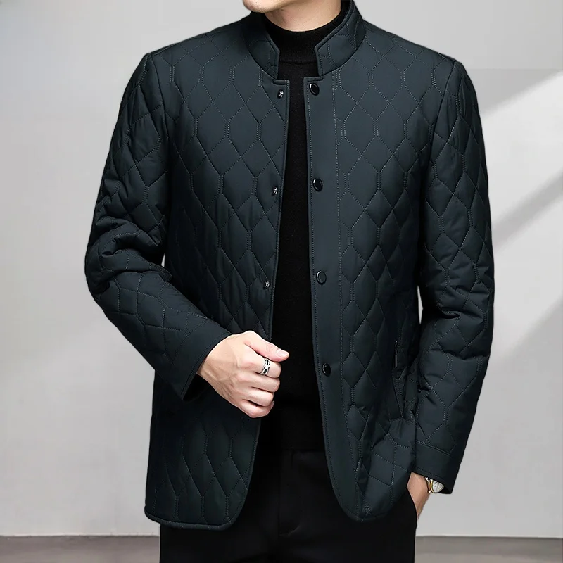 

Мужское зимнее повседневное пальто Pierre Cardin из шелкового хлопка для мужчин среднего возраста, с воротником-стойкой, высококачественная хлопковая верхняя одежда