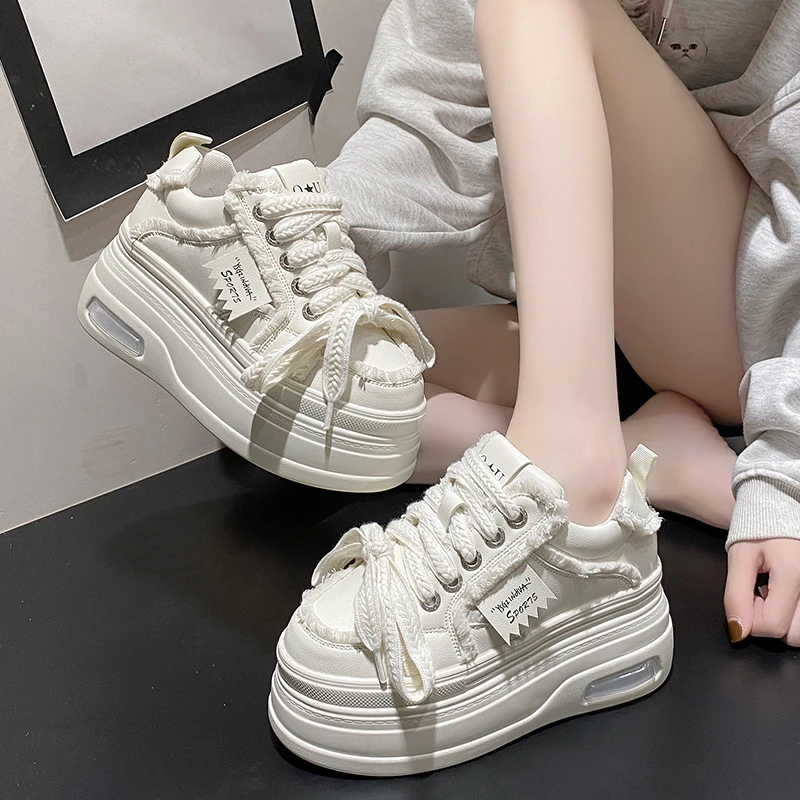 Fashion Autumn Walking Sneakers High Platform Shoes Spring Thick Sole Casual Breathable Women Shoes Chunky Sports Sneakers