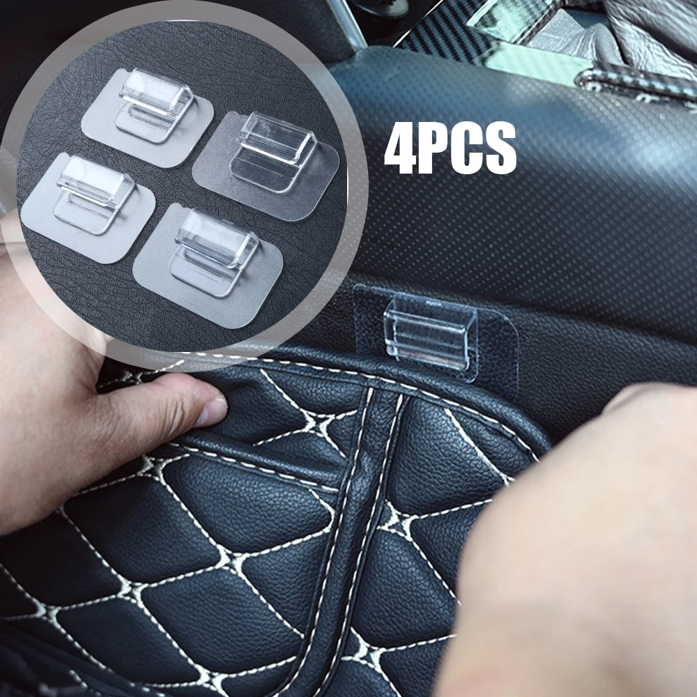 

4Pcs Car Floor Carpet Fastener Stickers Car Foot Pad Fixing Clips Self-adhesive Non-slip Clip Auto Interior Accessories