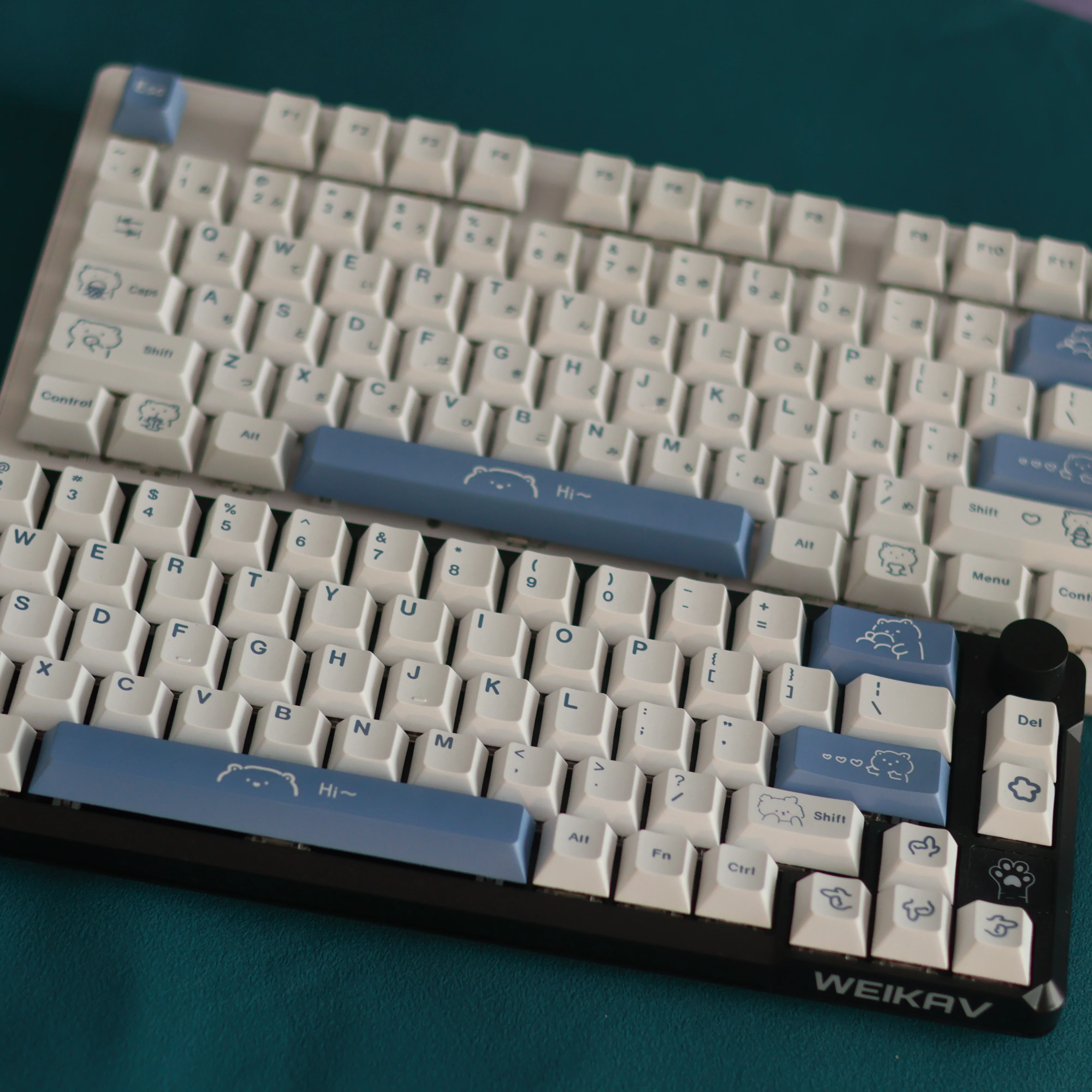 Clavier de jeu mécanique à sublimation de colorant, Keycaps, PBT mignon, profil Chreey, Ours simple bleu, 138 prédire, commutateur MX